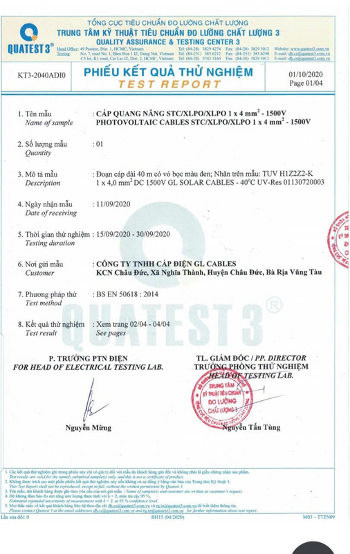 Chứng nhận - Cáp Chống Cháy An Toàn - Công Ty TNHH An Toàn